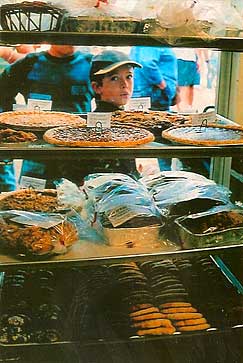 Mrs. B's fresh baked pies, cookies, and muffins are a must have at Bishop's Pumpkin Farm in Wheatland, California