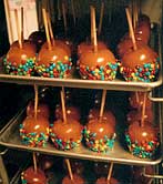 What's a visit to the farm without a caramel covered apple, like these at Bishop's Pumpkin Farm in Wheatland, California