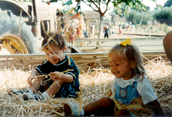 Kids can play in the hay all day at Bishop's Pumpkin Farm in Wheatland, California