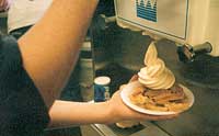 Homemade apple pie with ice cream at Bishop's Pumpkin Farm in Wheatland, California